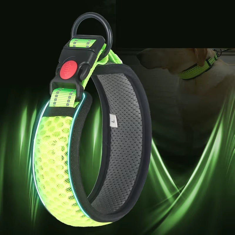 Venus - Andningsbart hundhalsband med reflekterande ljusremsa