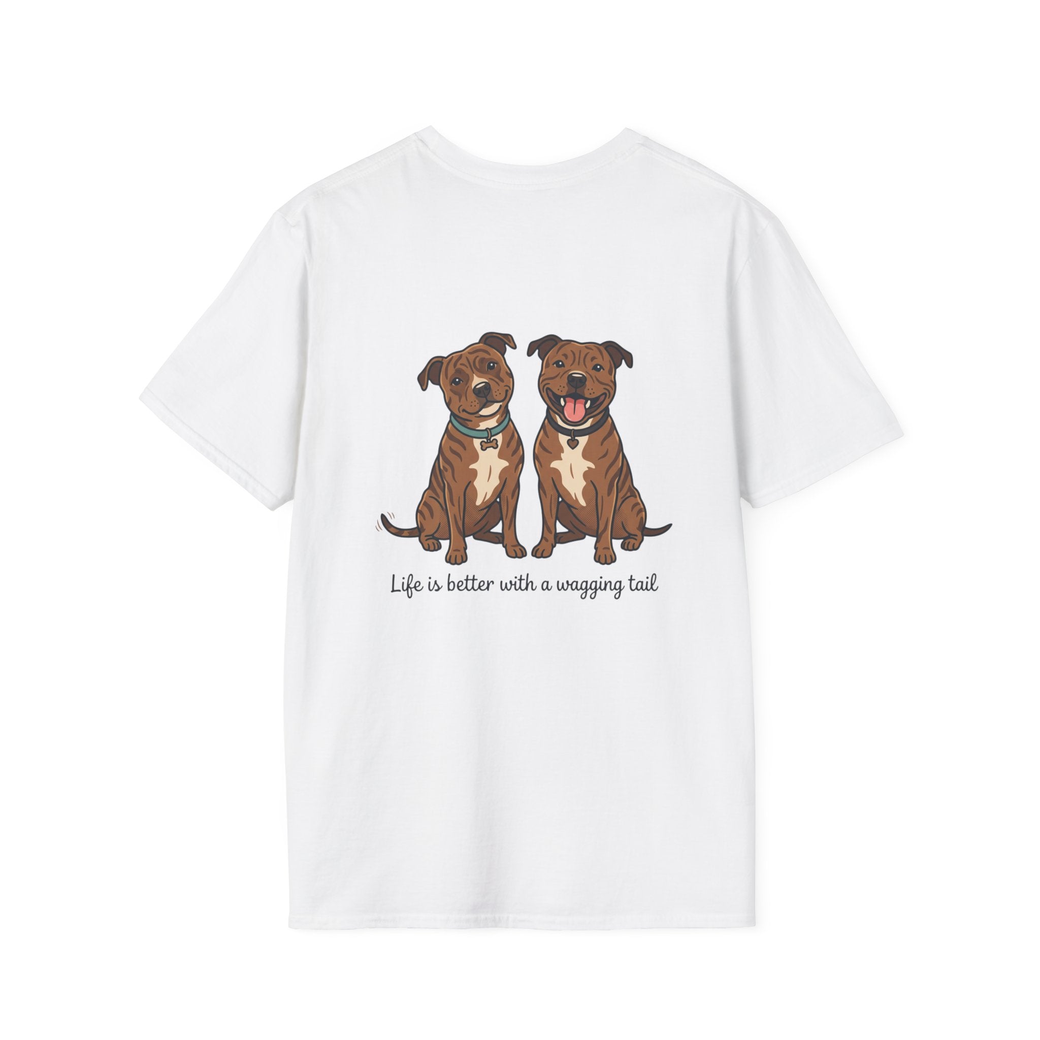 T-Shirt — "Life Is Better with a Wagging Tail" Pit Bull Duo Graphic