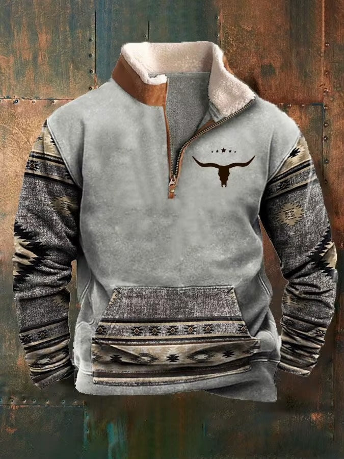 James- Herrjacka i Western Aztec Stil med fleece