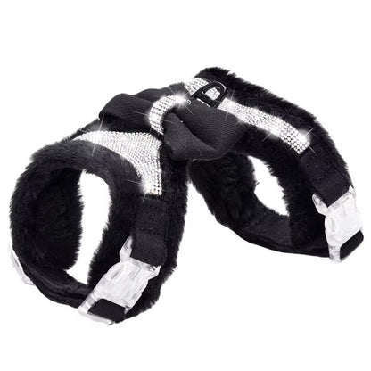 Venus - Fodrad hundsele med rosett & strass