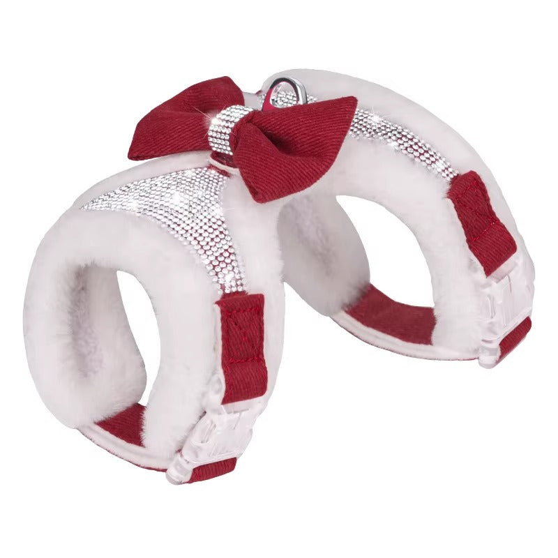 Venus - Fodrad hundsele med rosett & strass