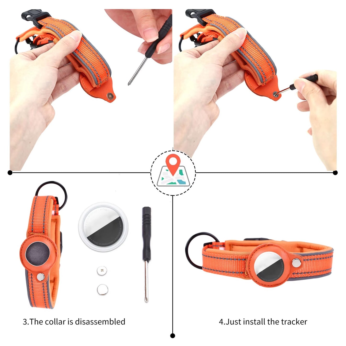 Mars - Reflekterande Pet tracker hundhalsband