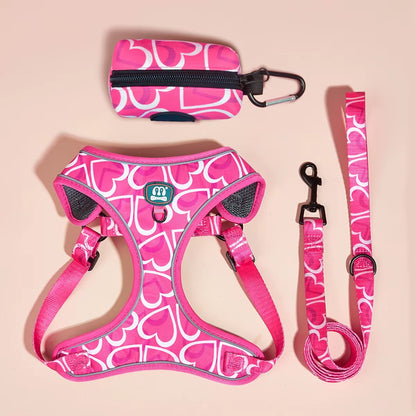 Jupiter - Hjärtdesignad hundsele koppel set