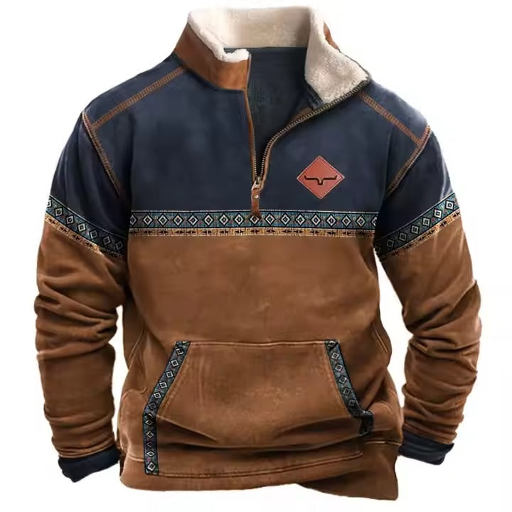 James- Herrjacka i Western Aztec Stil med fleece